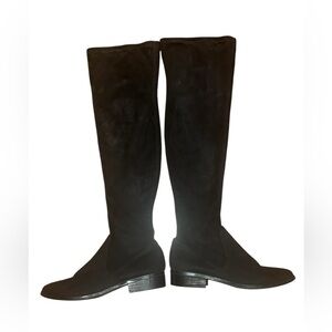 Aldo Black Over The Knee Riding Boots Stretch Suede Low Heel Size 7